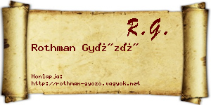 Rothman Győző névjegykártya